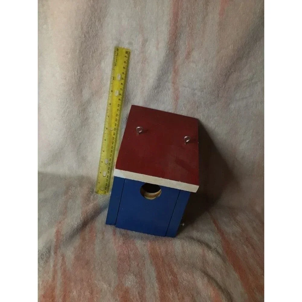 Red White and Blue Homemade Bird House
